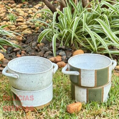 Aparelho de Fondue M de Cerâmica Verde\off White.