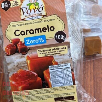 Caramelo em pedaços zero açúcar.